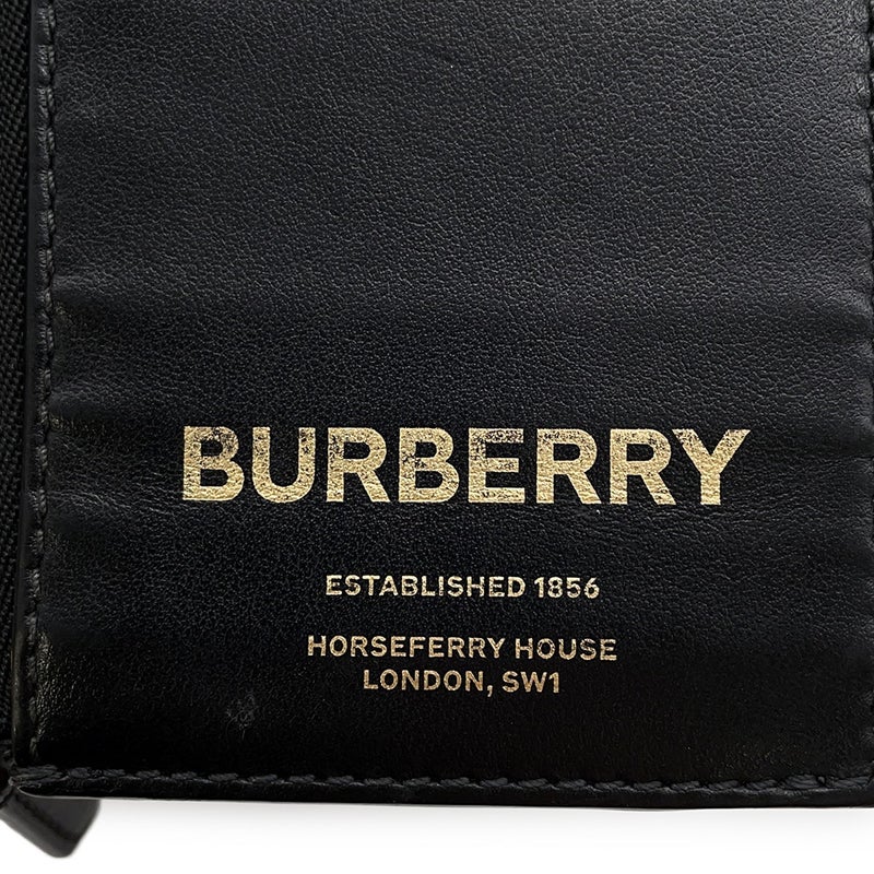 バーバリー コインケース ロゴ レザー BURBERRY フラグメントケース カードケース 黒