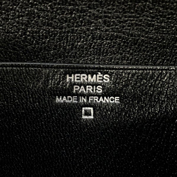 エルメス 二つ折り財布 ベアンコンパクト ブラック/シルバー金具 アリゲーターマット G刻印 HERMES 財布 黒