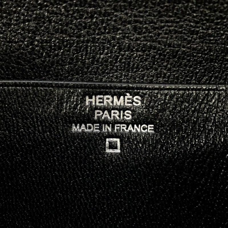 エルメス 二つ折り財布 ベアンコンパクト ブラック/シルバー金具 アリゲーターマット G刻印 HERMES 財布 黒