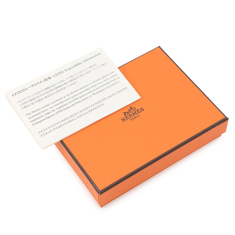 エルメス 二つ折り財布 ベアンコンパクト ブラック/シルバー金具 アリゲーターマット G刻印 HERMES 財布 黒
