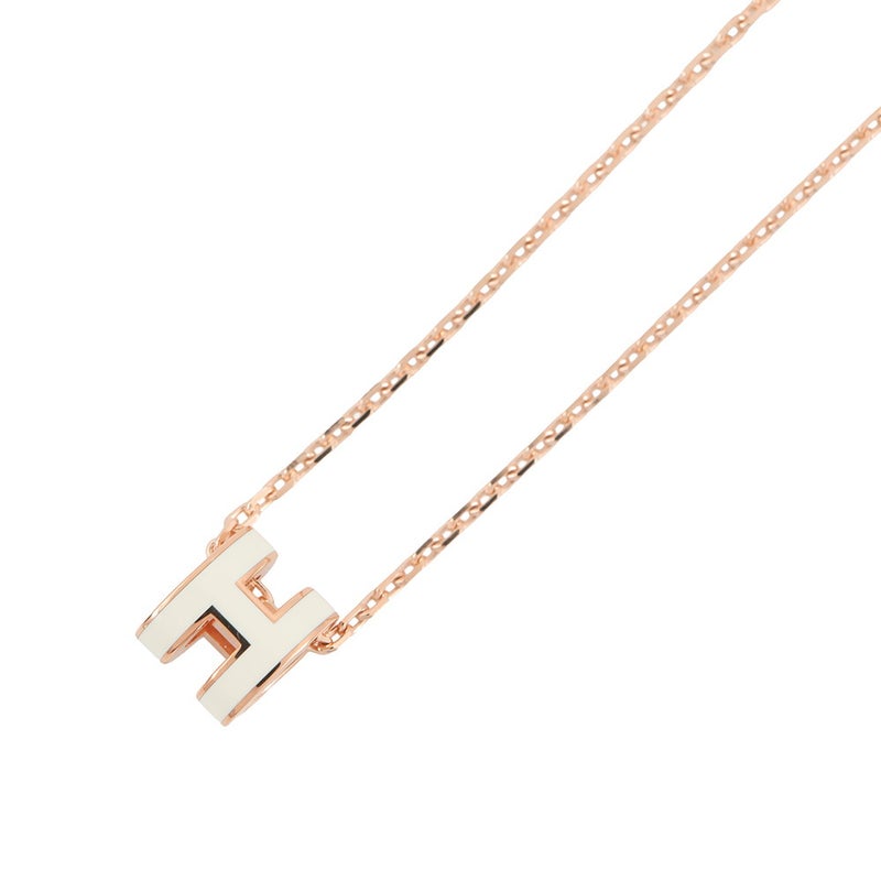 エルメス ネックレス ミニ・ポップアッシュ ホワイト/ピンクゴールド金具 HERMES アクセサリー 白