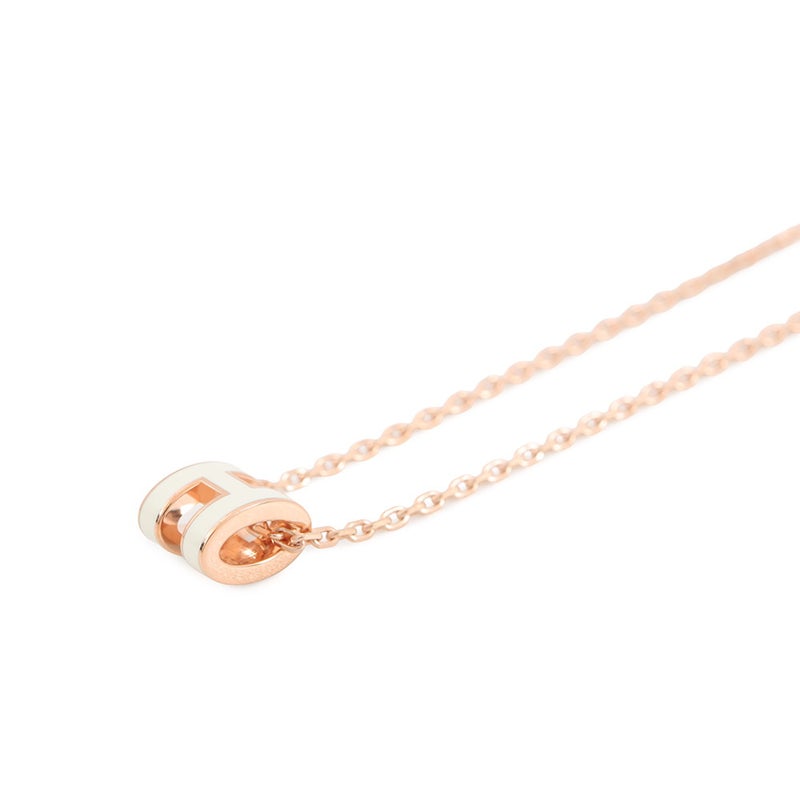 エルメス ネックレス ミニ・ポップアッシュ ホワイト/ピンクゴールド金具 HERMES アクセサリー 白