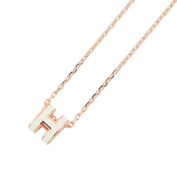 エルメス ネックレス ミニ・ポップアッシュ ホワイト/ピンクゴールド金具 HERMES アクセサリー 白