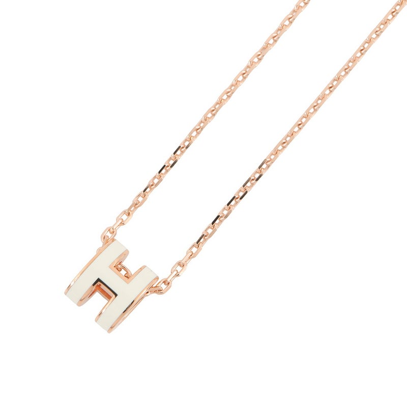 エルメス ネックレス ミニ・ポップアッシュ ホワイト/ピンクゴールド金具 HERMES アクセサリー 白