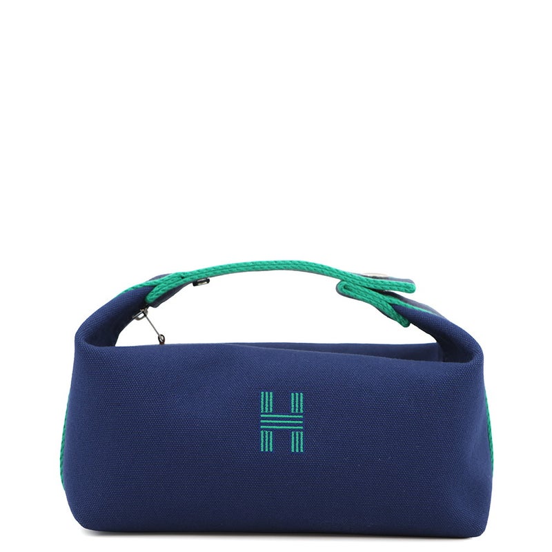 エルメス ポーチ ブリッド・ア・ブラックPM マリン/シルバー金具 キャンバス HERMES バッグ