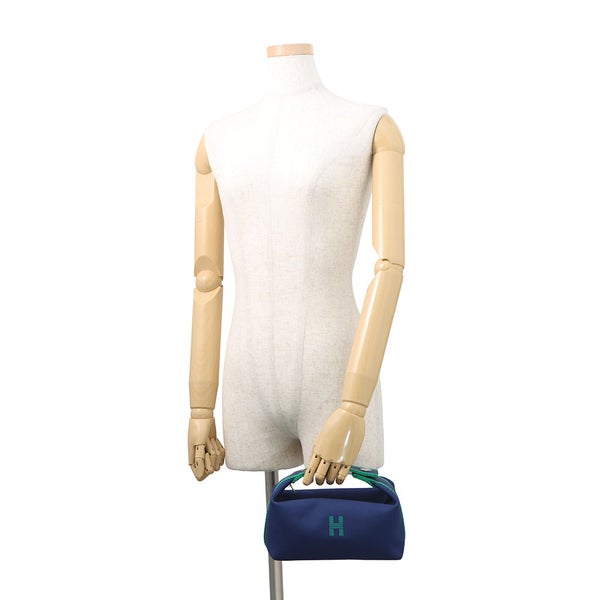 エルメス ポーチ ブリッド・ア・ブラックPM マリン/シルバー金具 キャンバス HERMES バッグ