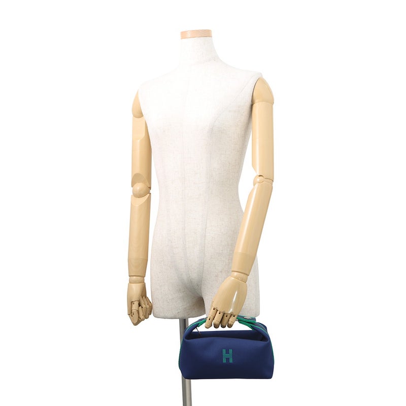 エルメス ポーチ ブリッド・ア・ブラックPM マリン/シルバー金具 キャンバス HERMES バッグ