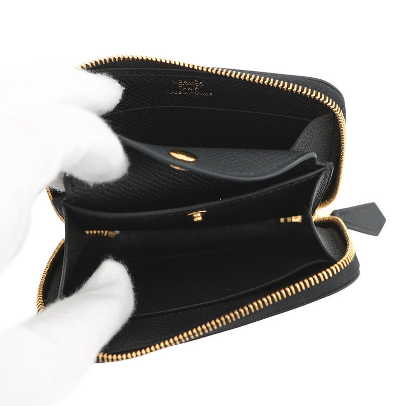 エルメス コインケース マカロン コンパクト ブラック/ゴールド金具 エプソン G刻印 ショルダーウォレット