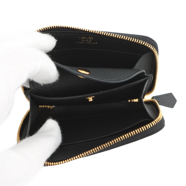 エルメス コインケース マカロン コンパクト ブラック/ゴールド金具 エプソン G刻印 ショルダーウォレット