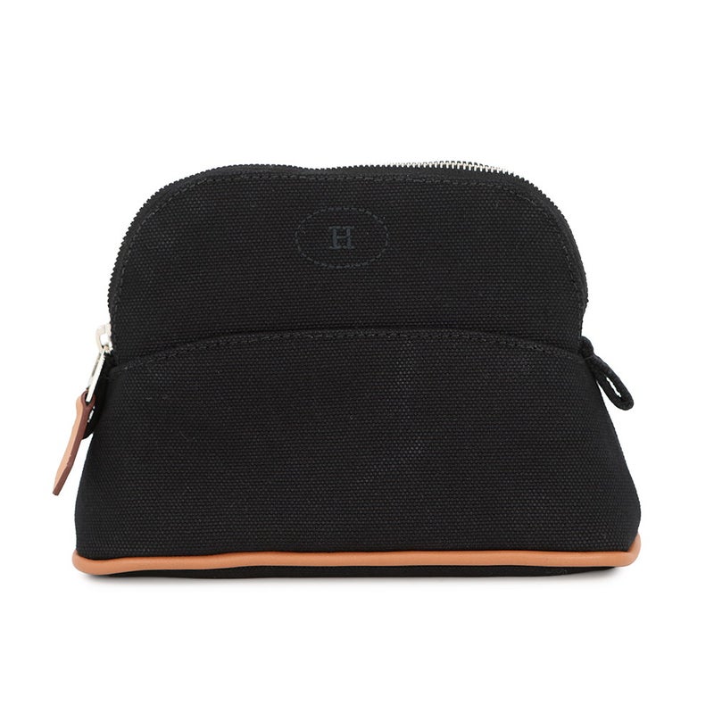 エルメス ポーチ ボリードポーチ ミニミニ ブラック/シルバー金具 コットン HERMES 小物入れ 黒