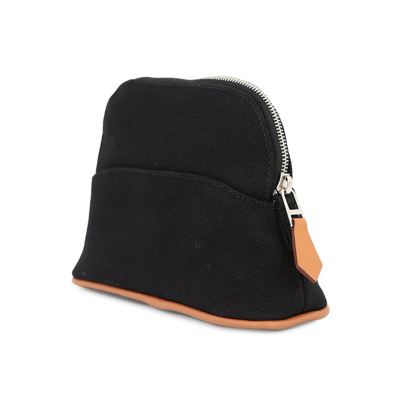 エルメス ポーチ ボリードポーチ ミニミニ ブラック/シルバー金具 コットン HERMES 小物入れ 黒