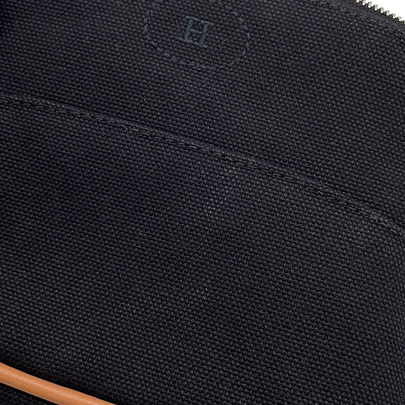 エルメス ポーチ ボリードポーチ ミニミニ ブラック/シルバー金具 コットン HERMES 小物入れ 黒
