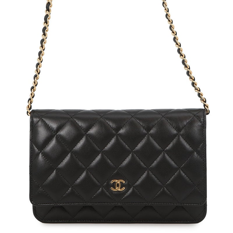 シャネル チェーンウォレット クラシック マトラッセ ココマーク ラムスキン AP0250 CHANEL 財布 ブラック 黒