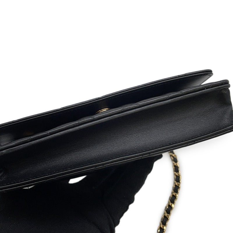 シャネル チェーンウォレット クラシック マトラッセ ココマーク ラムスキン AP0250 CHANEL 財布 ブラック 黒