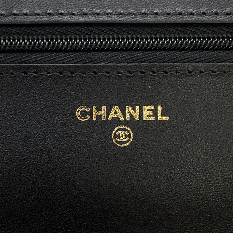 シャネル チェーンウォレット クラシック マトラッセ ココマーク ラムスキン AP0250 CHANEL 財布 ブラック 黒