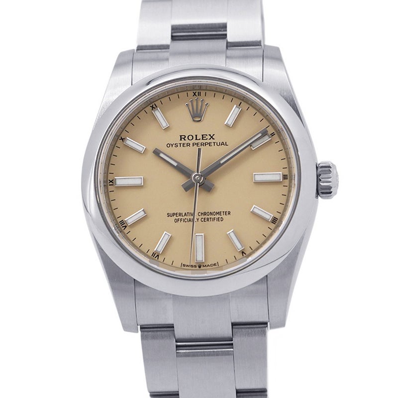 ロレックス オイスターパーペチュアル34 ランダムシリアル ルーレット 124200 ROLEX 腕時計 ベージュ文字盤