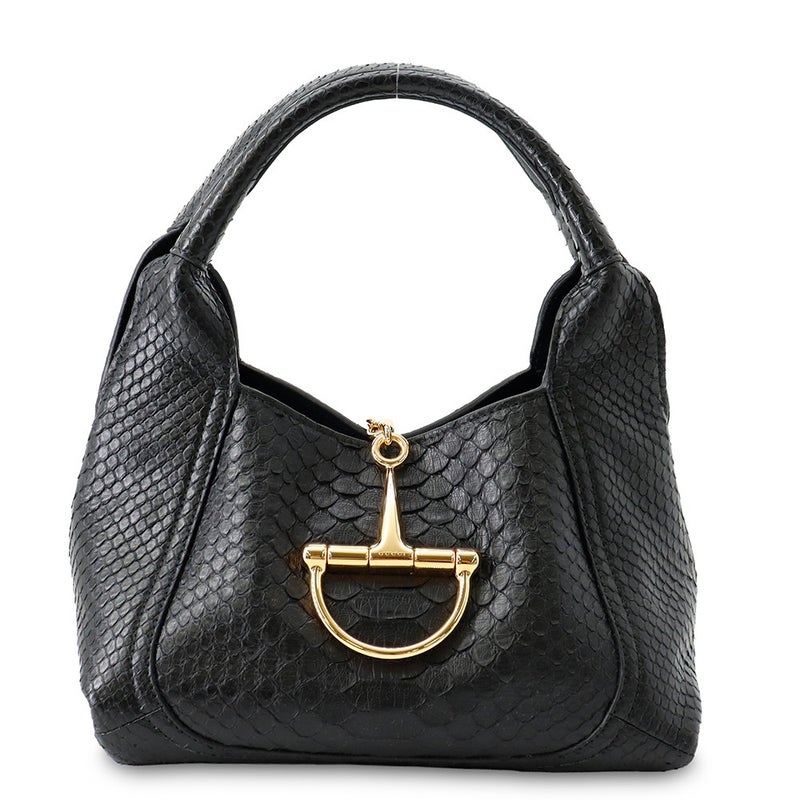 グッチ ハンドバッグ ソフトビット スモール パイソン 837467 GUCCI バッグ 黒