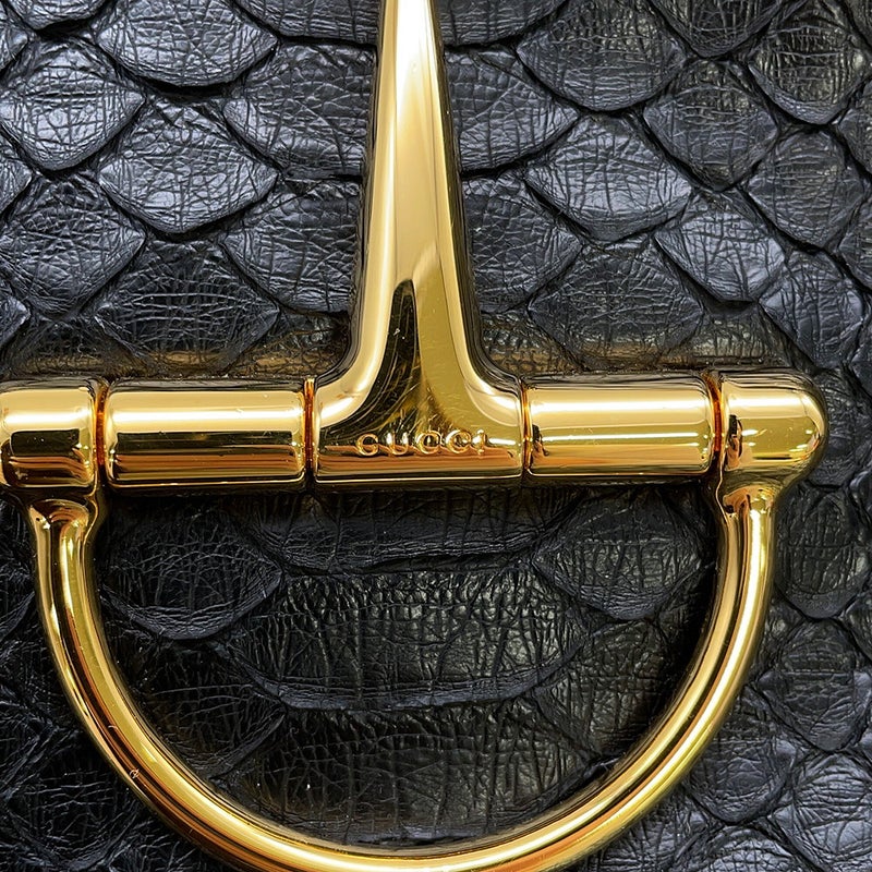 グッチ ハンドバッグ ソフトビット スモール パイソン 837467 GUCCI バッグ 黒