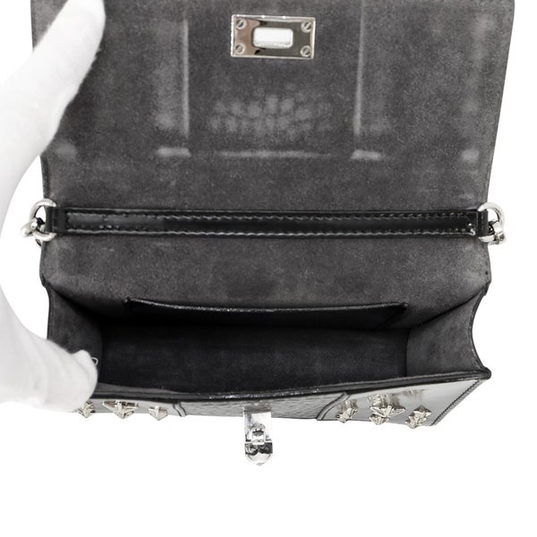 ジミーチュウ チェーンショルダーバッグ スタースタッズ ピクシス クロコ型押しレザー JIMMY CHOO 黒