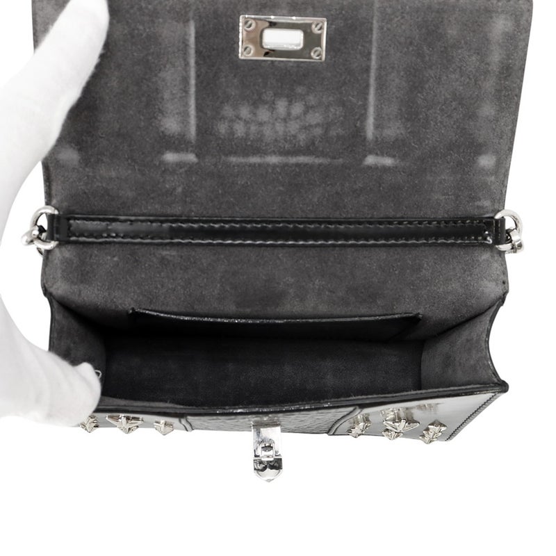 ジミーチュウ チェーンショルダーバッグ スタースタッズ ピクシス クロコ型押しレザー JIMMY CHOO 黒