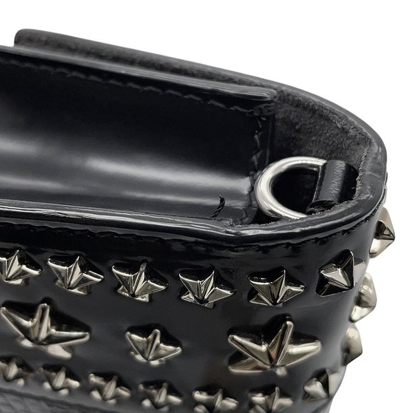 ジミーチュウ チェーンショルダーバッグ スタースタッズ ピクシス クロコ型押しレザー JIMMY CHOO 黒