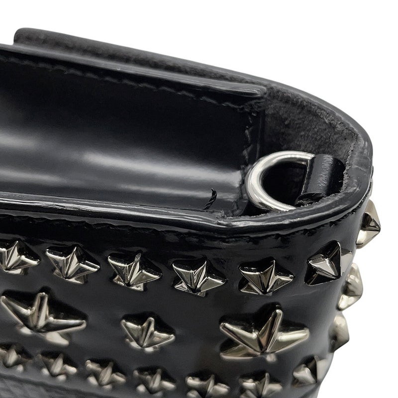 ジミーチュウ チェーンショルダーバッグ スタースタッズ ピクシス クロコ型押しレザー JIMMY CHOO 黒