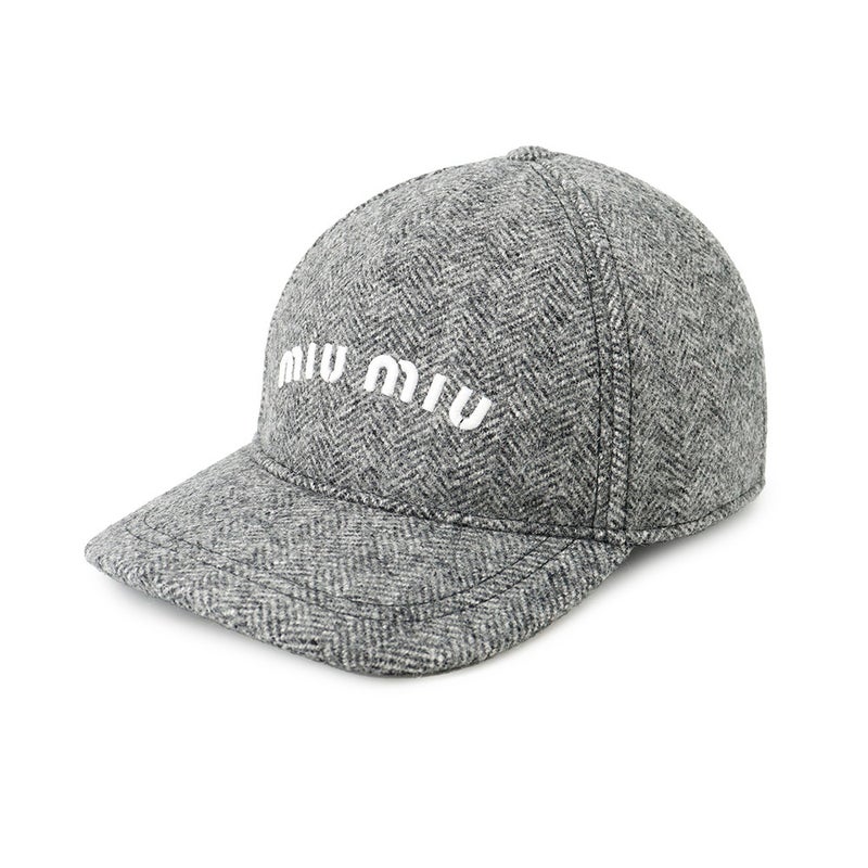 ミュウミュウ キャップ ロゴ シェブロンウール 5HC179 サイズS Miu Miu CAP