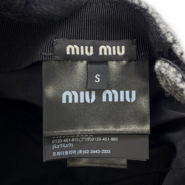 ミュウミュウ キャップ ロゴ シェブロンウール 5HC179 サイズS Miu Miu CAP
