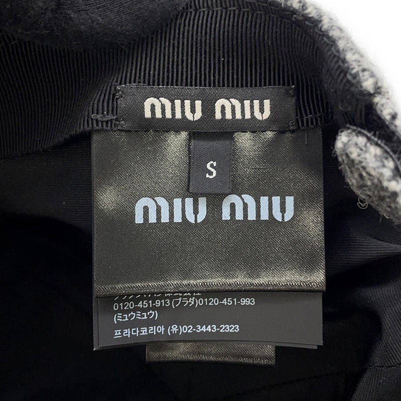 ミュウミュウ キャップ ロゴ シェブロンウール 5HC179 サイズS Miu Miu CAP