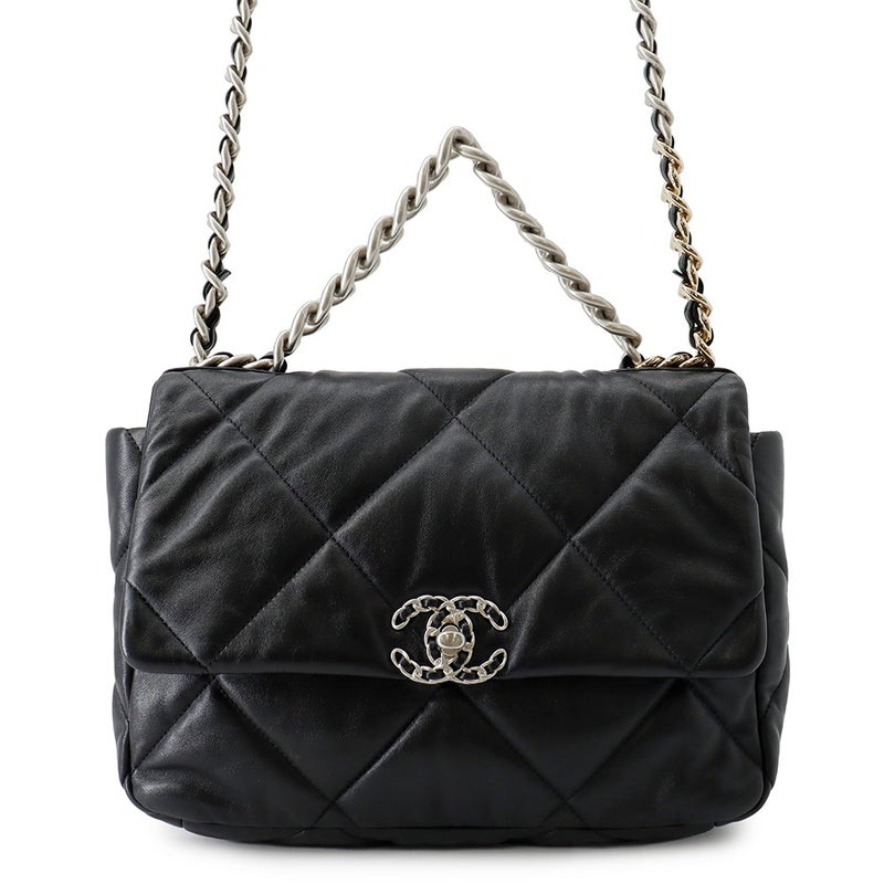 シャネル チェーンショルダーバッグ 19 ラージ ラムスキン AS1161 CHANEL バッグ 2wayハンドバッグ 黒