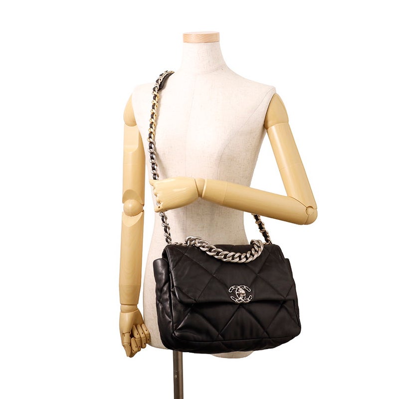 シャネル チェーンショルダーバッグ 19 ラージ ラムスキン AS1161 CHANEL バッグ 2wayハンドバッグ 黒