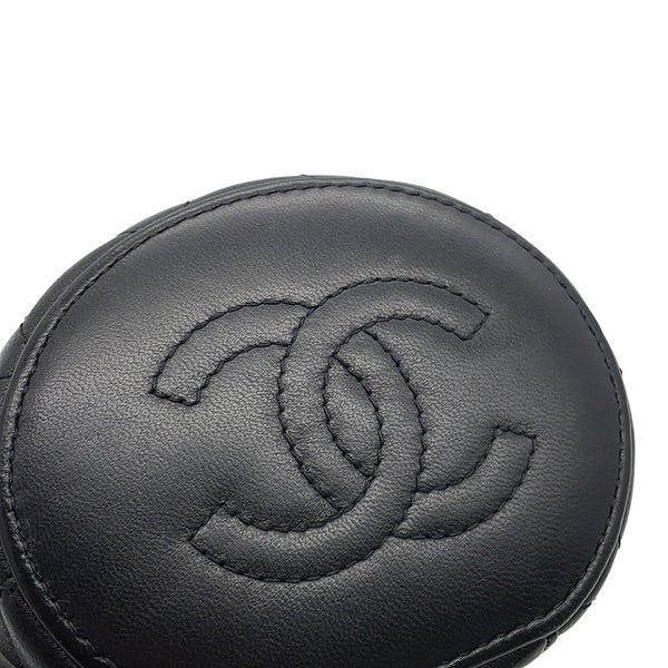 シャネル チェーンショルダーバッグ ココマーク マトラッセ バニティ トップハンドル ラムスキン CHANEL 黒