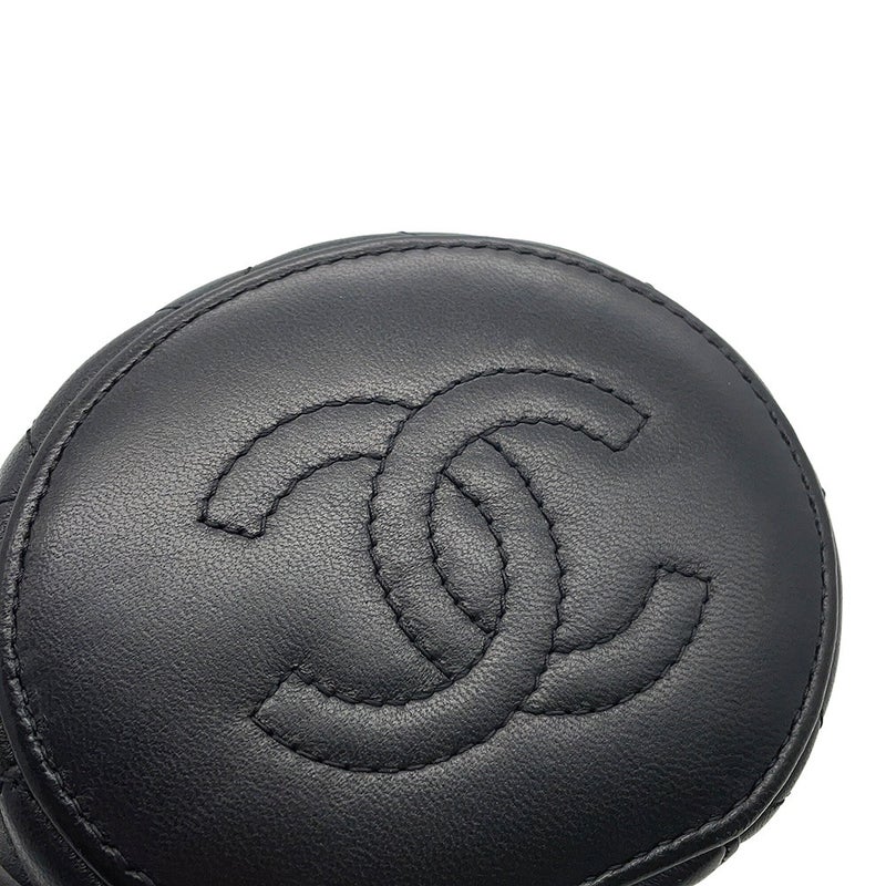 シャネル チェーンショルダーバッグ ココマーク マトラッセ バニティ トップハンドル ラムスキン CHANEL 黒