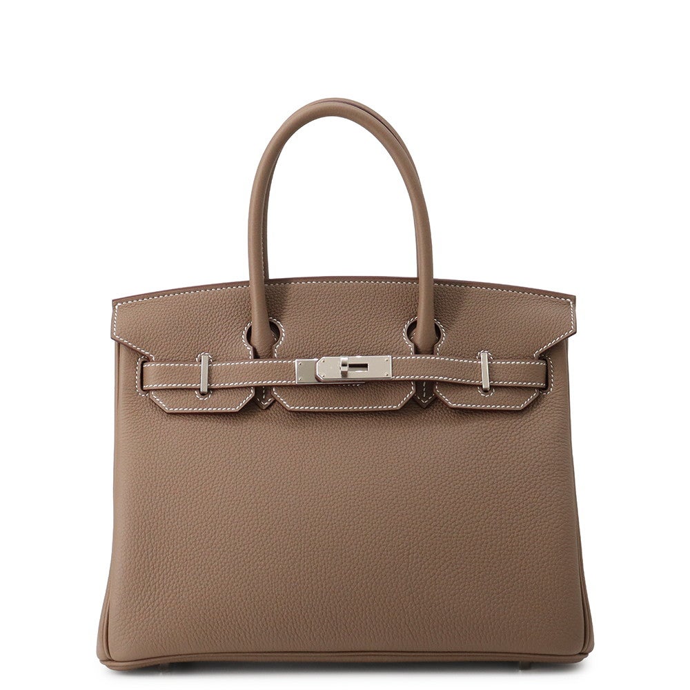 人気モデル HERMES バーキン30 ハンドバッグ エルメス バーキン30 エトゥープ/シルバー金具 トゴ G刻印 HERMES