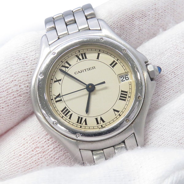 カルティエ パンテール クーガー LM W35001F5 Cartier 腕時計 アイボリー文字盤