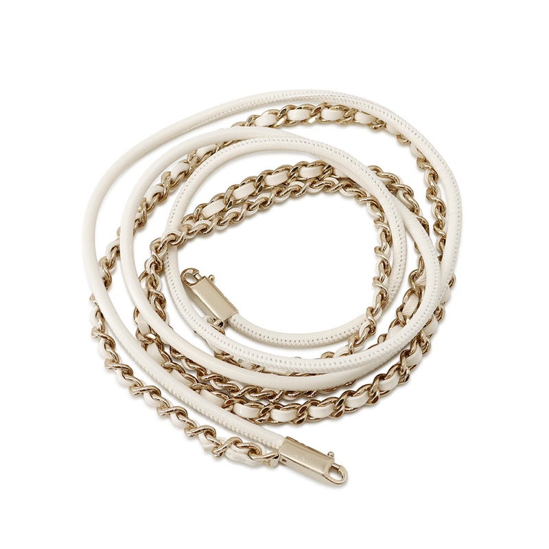 シャネル チェーンショルダーバッグ マトラッセ スモールショッピングバッグ シャイニーカーフスキン AS4133 CHANEL 白