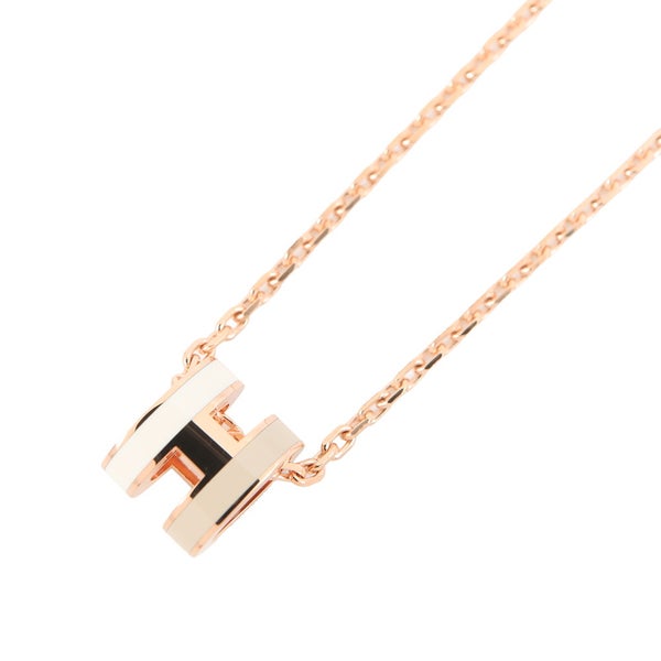 エルメス ネックレス ミニ・ポップアッシュ ロカバール ホワイト/マロングラッセ/ピンクゴールド金具 HERMES アクセサリー