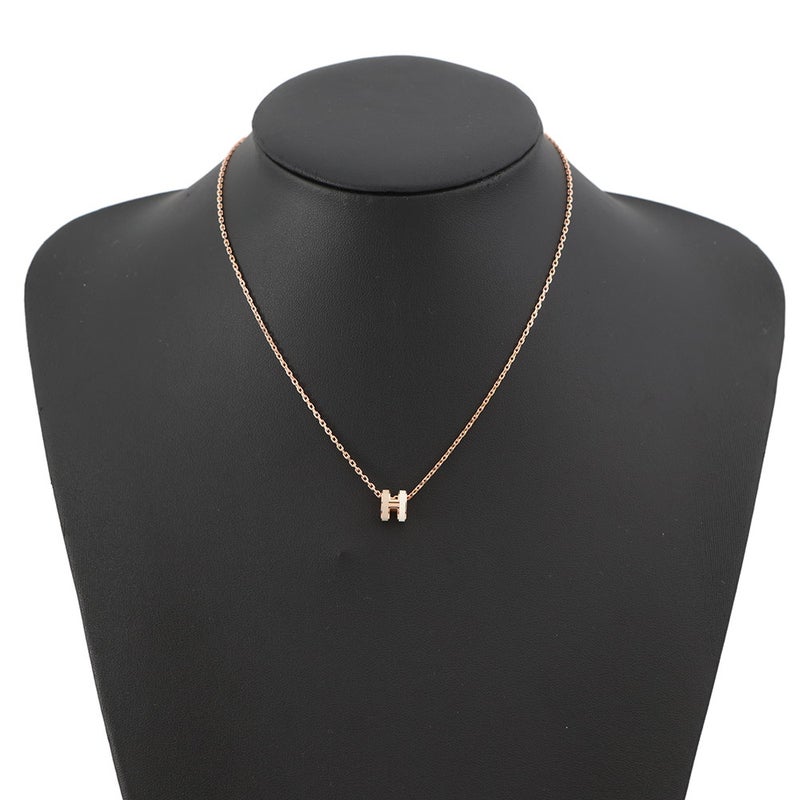 エルメス ネックレス ミニ・ポップアッシュ ロカバール ホワイト/マロングラッセ/ピンクゴールド金具 HERMES アクセサリー