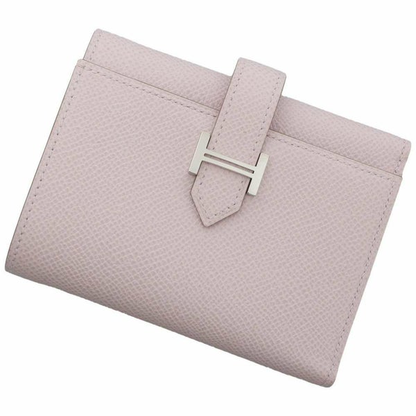 エルメス 三つ折り財布 ベアンコンビネ モーヴペール/シルバー金具 ヴォーエプソン B刻印 財布