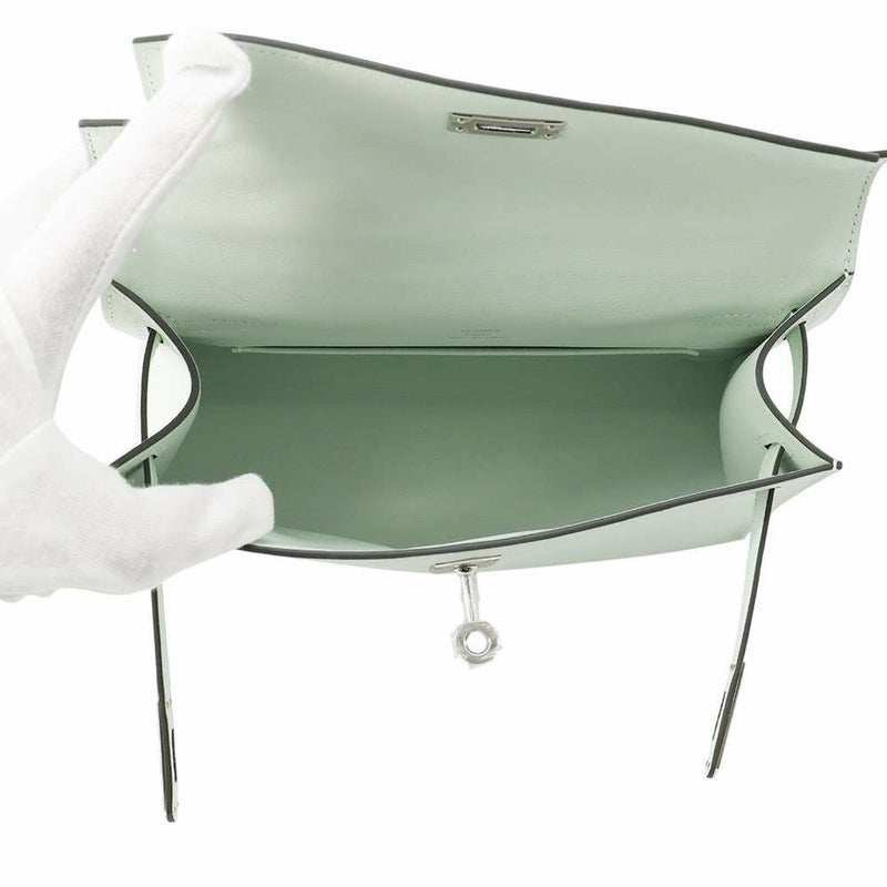 エルメス ハンドバッグ ポシェットケリー ヴェールペパーミント/シルバー金具 スイフト W刻印