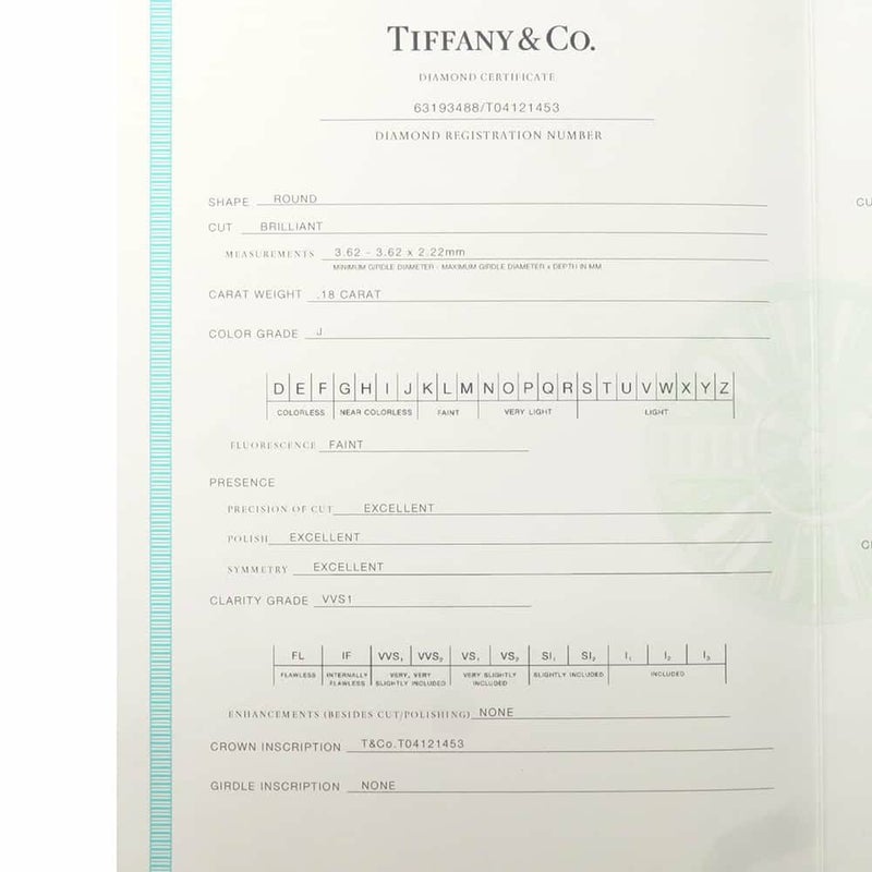 ティファニー ネックレス ソリティア ペンダント ダイヤモンド 0.18ct Pt950プラチナ 60007525 Co 鑑定書付き ジュエリー