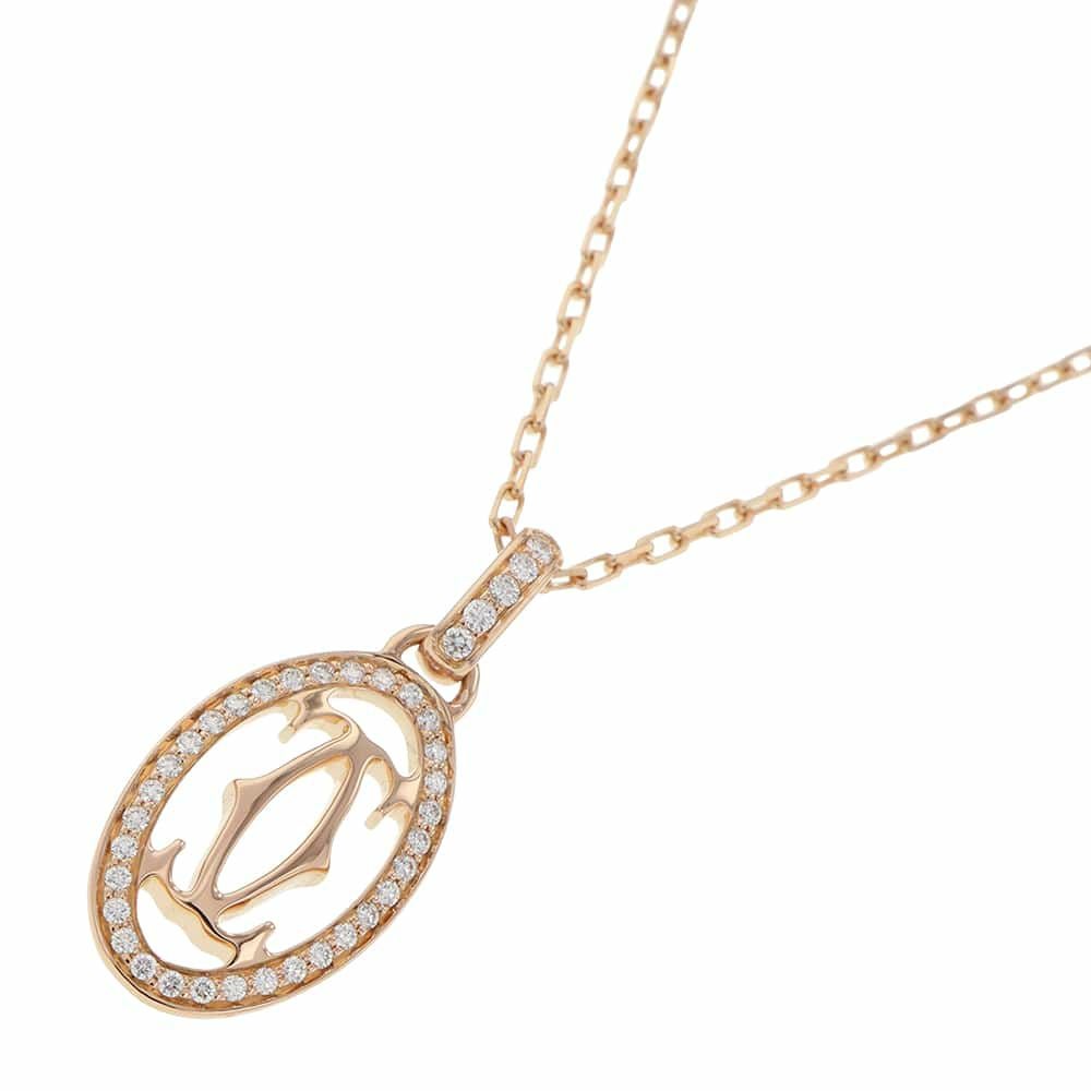 美品★Cartier/カルティエ ロゴ ドゥーブルCネックレス K18PG ダイヤモンド0.1ct■B7219300 Cartier（カルティエ） ネックレス ドゥーブルC Cartier ペンダント