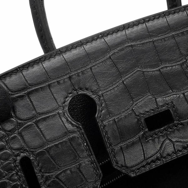 エルメス バーキン25 タッチ ブラック/ゴールド金具 トゴ/アリゲーターマット W刻印 HERMES Birkin ハンドバッグ 黒