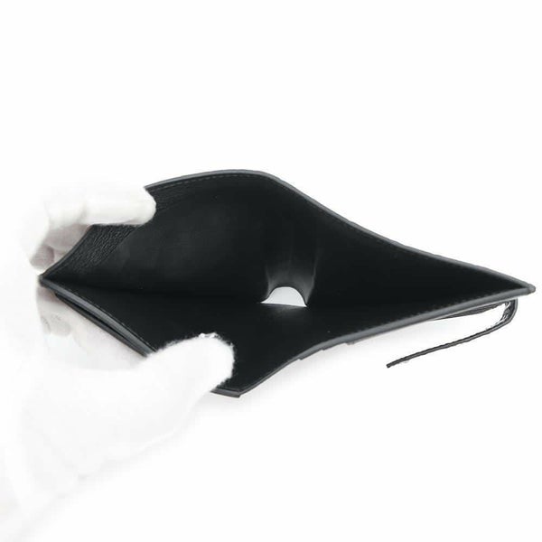 エルメス 二つ折り財布 ベアンコンパクト ブラック/シルバー金具 アリゲーターマット B刻印 HERMES 財布 黒