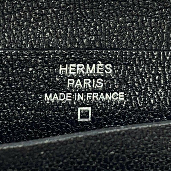 エルメス 二つ折り財布 ベアンコンパクト ブラック/シルバー金具 アリゲーターマット B刻印 HERMES 財布 黒