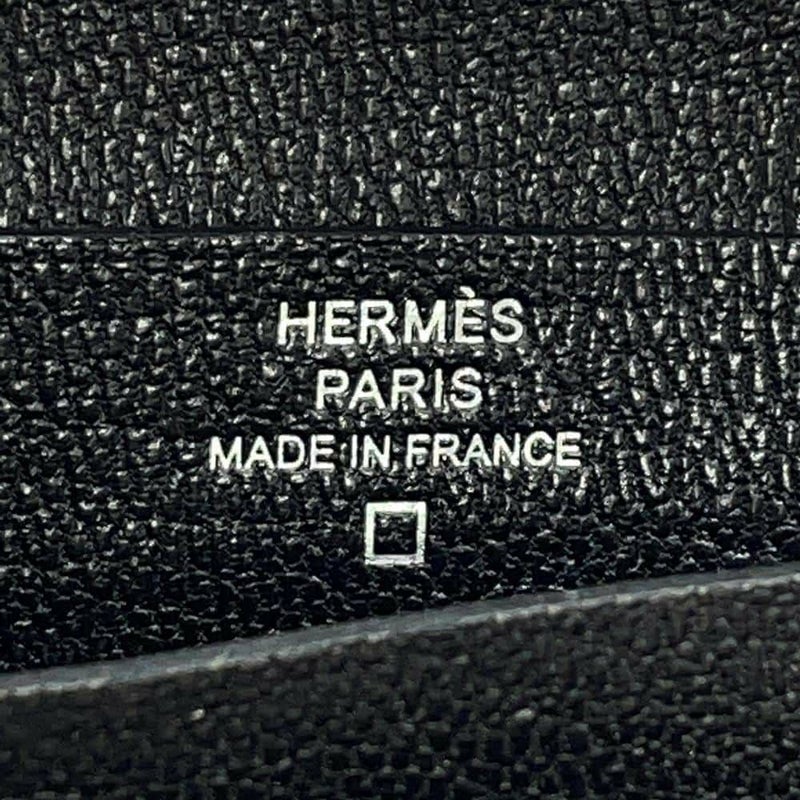 エルメス 二つ折り財布 ベアンコンパクト ブラック/シルバー金具 アリゲーターマット B刻印 HERMES 財布 黒