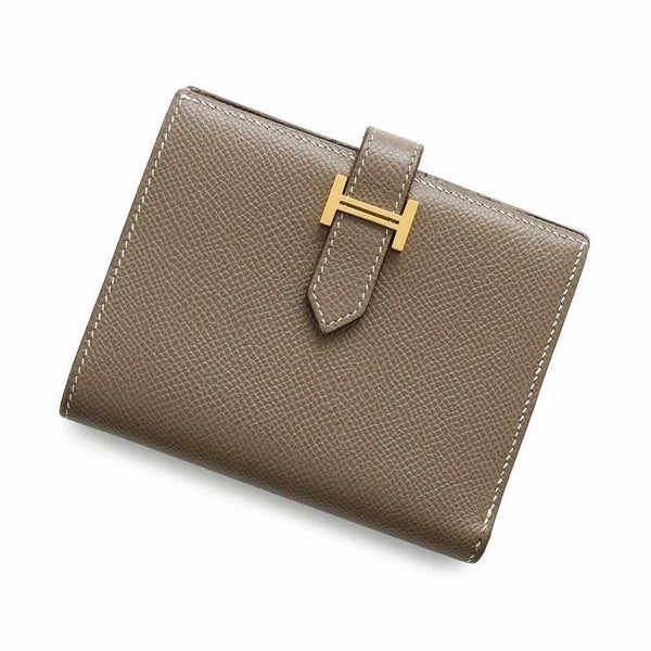 エルメス 二つ折り財布 ベアンコンパクト エトゥープ/ゴールド金具 エプソン Y刻印 HERMES 財布