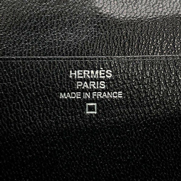 エルメス 長財布 ベアンスフレ ブラック/シルバー金具 アリゲーターシャイン □Q刻印 HERMES 財布 黒