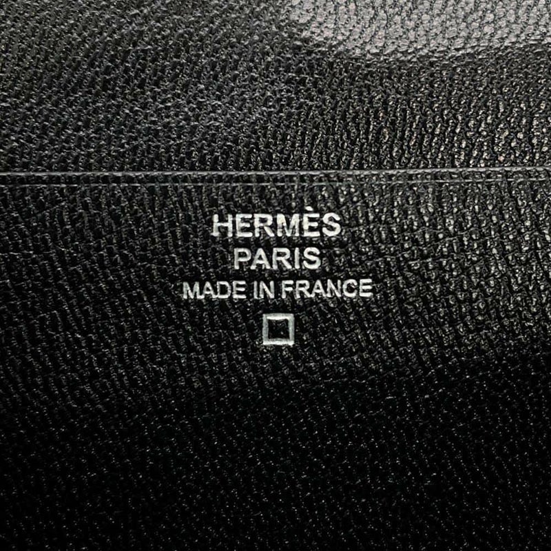 エルメス 長財布 ベアンスフレ ブラック/シルバー金具 アリゲーターシャイン □Q刻印 HERMES 財布 黒