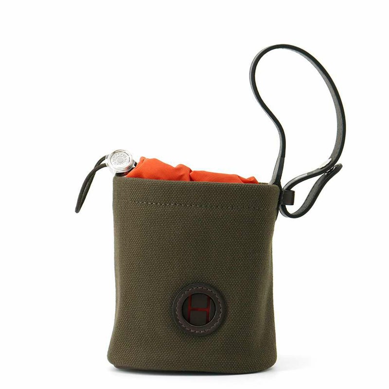 エルメス 犬用トリーツ ポーチ オン ザ ゴー  カーキ/シルバー金具 キャンバス W刻印 HERMES 小物入れ